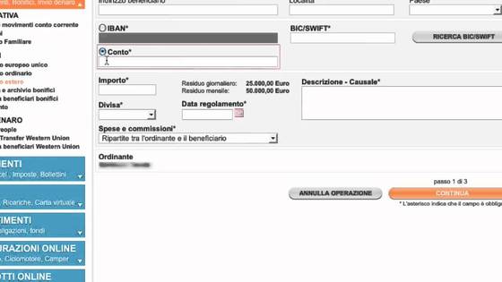 Modulo Bonifico Bancario Intesa Sanpaolo - Compilazione e revoca del bonifico