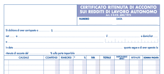 Certificazione della Ritenuta d'Acconto Editabile e Salvabile