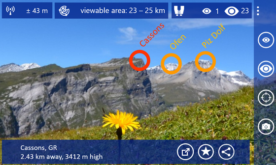 App per riconoscere montagne per Windows Phone: TouchMountain