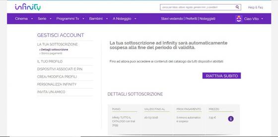 Infinity tv disattivare abbonamento come fare? 